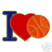  I Love Basketball Heart Novelty Logo Lapel Pin