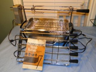  Rotisserie Indoor Grill Broil Open Hearth w Shish Kebab Attachment
