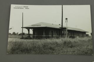  Kansas Texas Railroad RR Depot RPPC Postcard Grandfield OK 1965