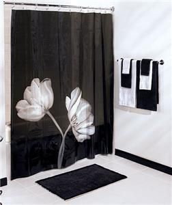Graphic Tulip Black and White Shower Curtain Beautiful