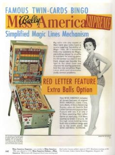 Vintage Bally Bingo Pinball Machines Collectors Ref/ ID Guide w