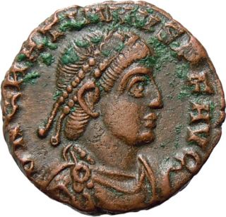 Gratian AE3 Emperor Dragging Captive Ancient Authentic Roman Coin