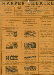 harper theatre monthly movie poster 1950 kansas