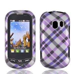 For LG Extravert Hard Protector Case Snap on Phone Cover Purple Plaid