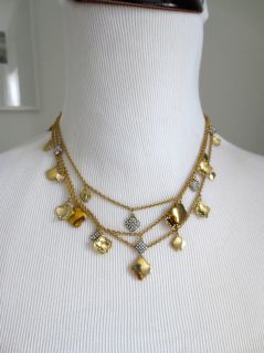 Heidi Klum for BEBE 14k Gold Clover Layer Necklace Multi Strand Charms