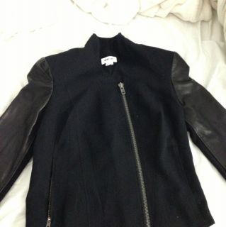  Helmut Lang Leather Sleeve Jacket
