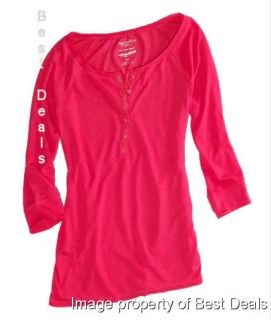  Womens AE Feather Light Henley T Shirt New Free Fast Shipping