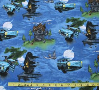  Continuous yds Harry Potter Big Flying Car Cotton Quilt Fabric