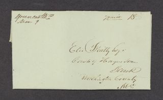1837 Stampless FL Greencastle PA M s Triple Rate