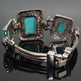  Fashion Bangle Three Rectangular Turquoise Bracelet 23 Green