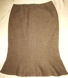 Ralph Lauren Brown Wool Blend Flare Bottom Pencil Dress Skirt 4