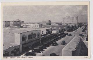 Harlingen Texas Street Scene J C Penney Old Postcard TX