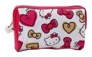 NEW SANRIO HELLO KITTY COSMETIC POUCH BAG red heart bow 2012