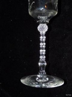 Set 8 Heisey Etched Water Wine Goblet 8 3/8 #3411 RARE HTF $400 Value