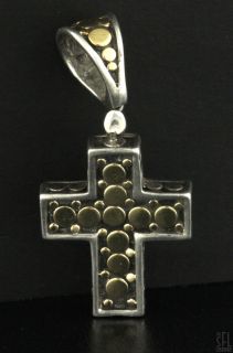 John Hardy Sterling Silver 18K Gold High Fashion Cross Crucifix
