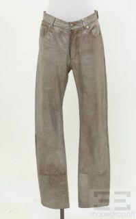 Helmut Lang Distressed Metallic Leather Pants 1999 Size 29
