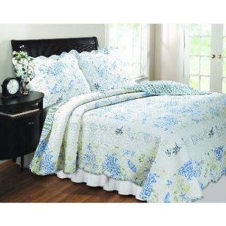 Greenland Home Coral Blue Twin 2 Piece Quilt Set