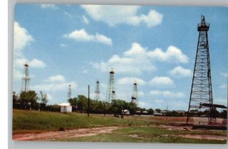 Postcard Oil Wells Greensburg Kansas KS