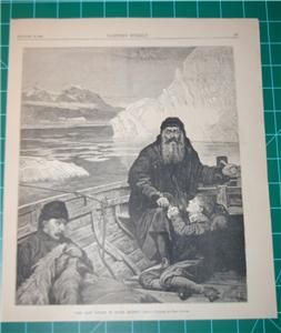 Vintage Print 1881 Last Voyage of Henry Hudson Collier