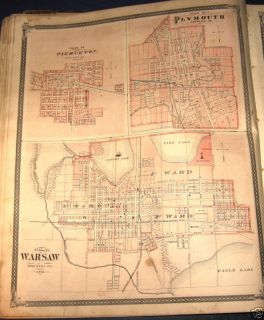  Pierceton Plymouth Warsaw Indiana Plat Map 1876