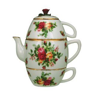 Royal Albert Old Country Roses Teapot for Two Mugs 4pc