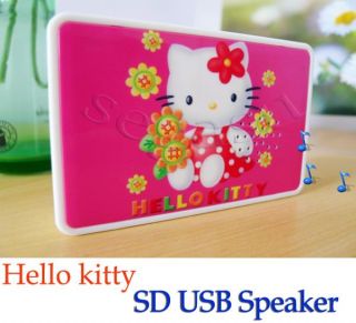 Hello Kitty Pink Portable Mini Speaker SD Card USB Memory Drive Music