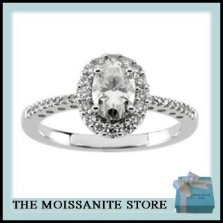 35 Ct Moissanite Oval Diamond Hallo Engagement Ring