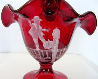 Fenton Ruby Red Mary Gregory Fall Basket 6335