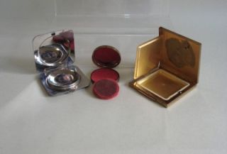 Three Vintage Compacts Gwenda Tap Flap Jewelled Rouge Henriette