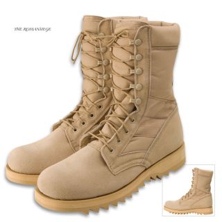 Desert Tan Military Jungle Boots Army Combat Ribbed Sol
