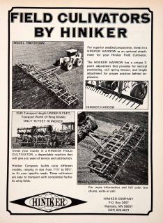1979 Ad Hiniker Field Cultivators Harrow Farming Equipment Machinery