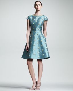 B20XM Valentino Floral Embroidered Cap Sleeve Dress