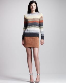 Proenza Schouler Degrade Stripe Pullover & Basket Weave Tweed Skirt