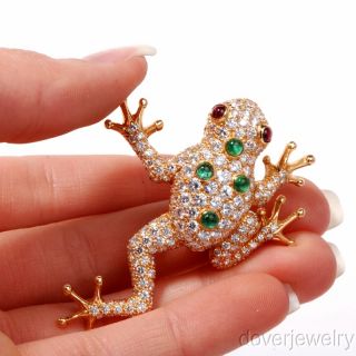 Estate Oscar Heyman Diamond Frog Gold Pin Brooch