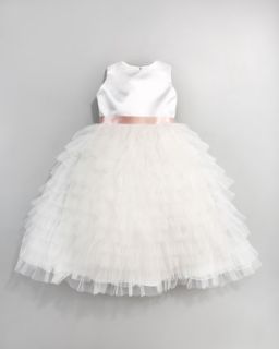  Calabrese Sequin Tulle Skirt Dress, Ivory, Size 2 10   