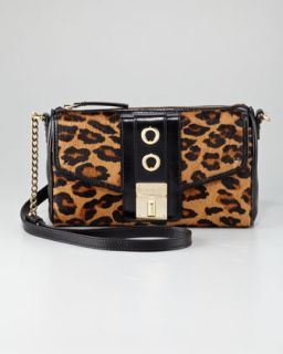 Milly Harper Leopard Print Calf Hair Shoulder Bag   