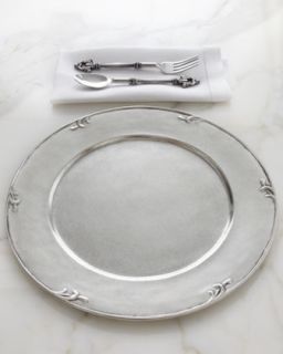 H5FSZ ValPeltro Petite Scroll Pewter Charger Plate