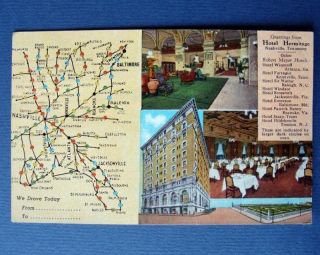 1941 Hotel Hermitage Nashville TN Vintage Postcard Tennessee Historic