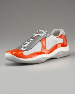Prada Patent Leather Sneaker, Orange   
