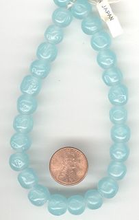 25 Vintage JPN Milky Aqua Sq RD Haskell Glass Beads 10M