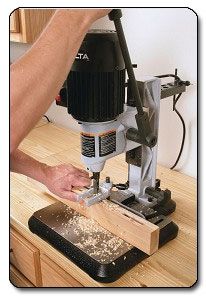 Multi position hand lever provides the extra torque needed to mortise