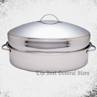   Steel Large Turkey Roaster Pan with High Dome Cover Roasting Rack