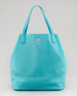 Michelle Leather Tote Bag, Turquoise
