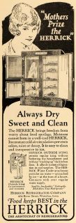1924 Ad Herrick Refrigerator Dry Clean Water Cooler Ice   ORIGINAL