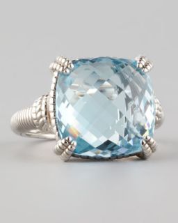 Y19RB Judith Ripka Cushion Cut Blue Topaz Ring