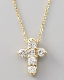 Diamond Cross Pendant Necklace, Yellow Gold