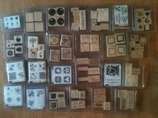 Stampin Up rubber stamp sets U Pick many NUM & HTF small plastic case