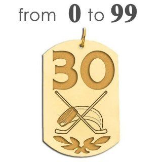 Personalized Hockey Number Dog Tag Pendant   3/4 inch x 1