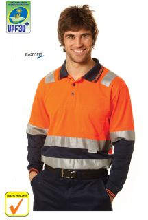 Men’s High Visibility Long Sleeve Safety Polo Shirts with 3M