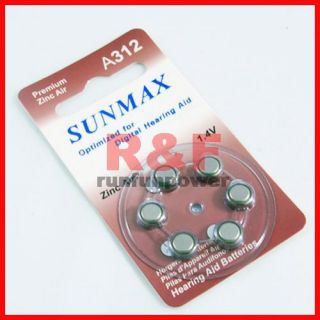 6X Sunmax A312 A 312 Digital Hearing Aid Battery 1 4V